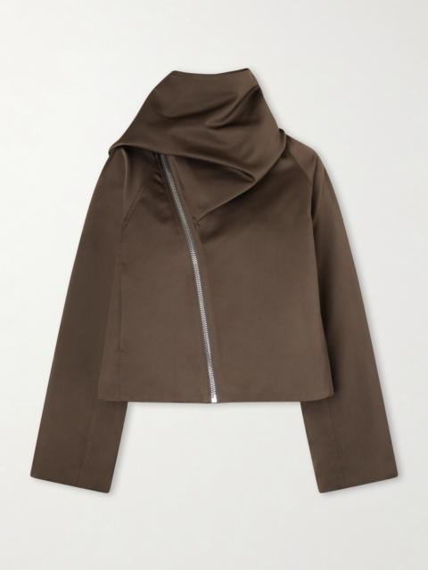 Cropped Scarf Flight Satin-shell Jacket
