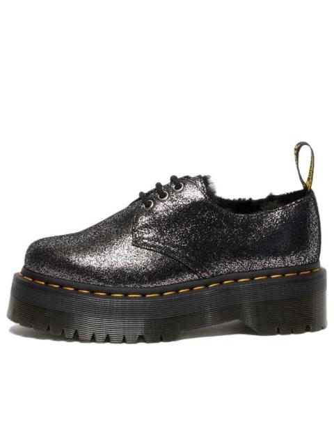 Dr. Martens 1461 Faux Fur-Lined Metallic Leather Platform Shoes 'Black' 27957012