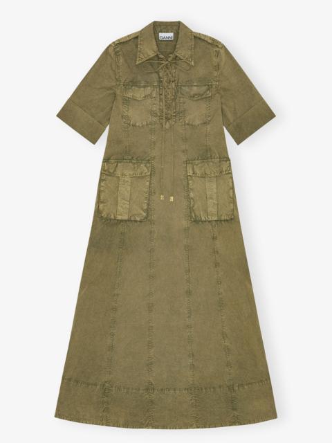 GREEN WASHED COTTON DRESS