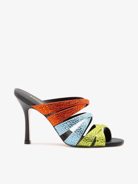Sophia Crystal Mule Multicolor Satin