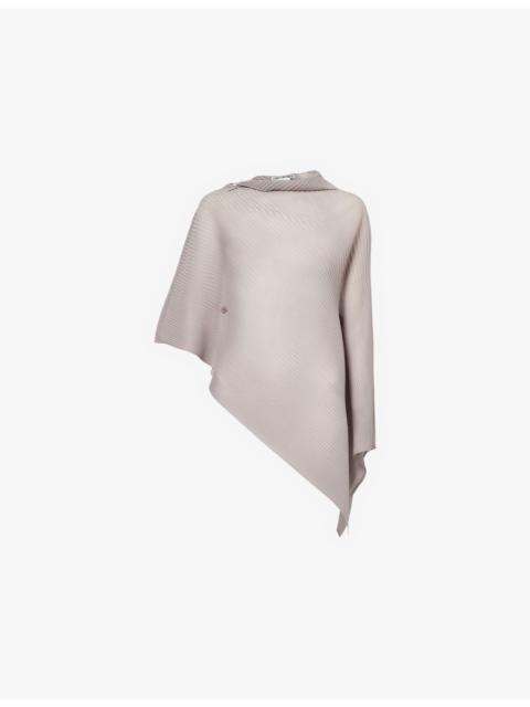 Scarf Sheer Pleated Cape Shirt
