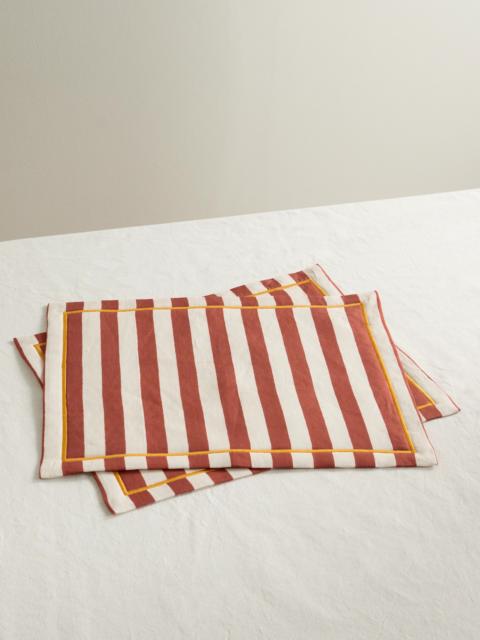 Set Of Two Printed Linen Placemats