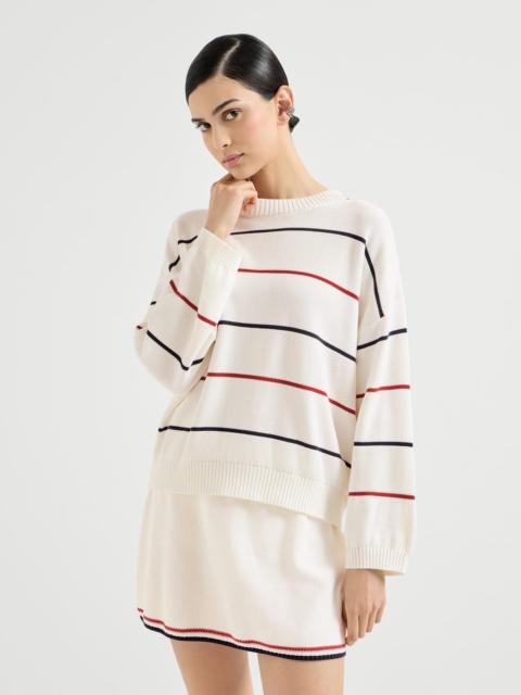 Cotton textured stripe sweater