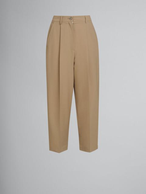 SOFT BEIGE WOOL BLEND TROUSERS WITH MARNI SYMBOL