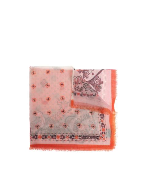 paisley-print frayed cashmere scarf