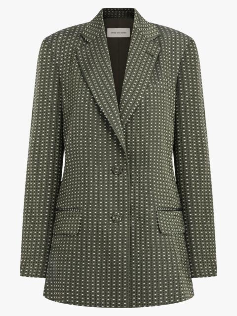 BIRDYS SQUARE PRINT SINGLE BREAST JACKET | KHAKI