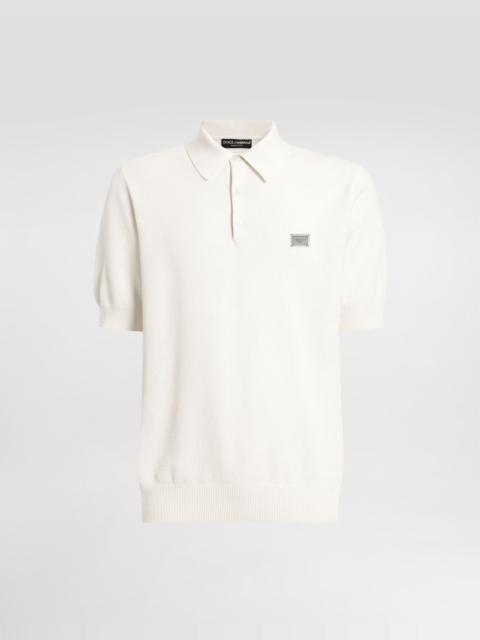 Cotton polo-shirt with logo tag
