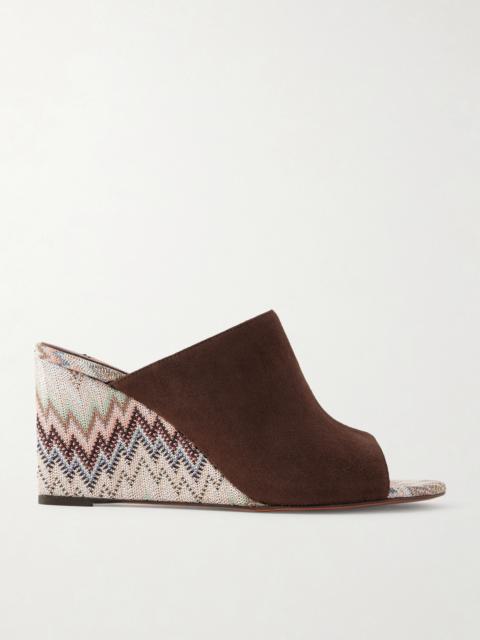Mabel Striped Suede Wedge Mules