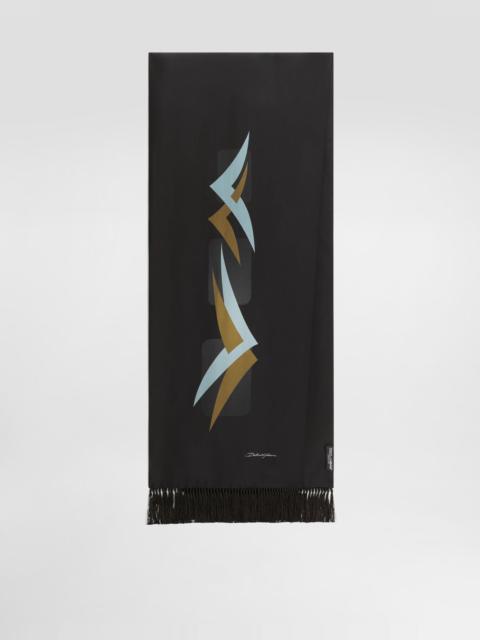 Vintage-print twill scarf
