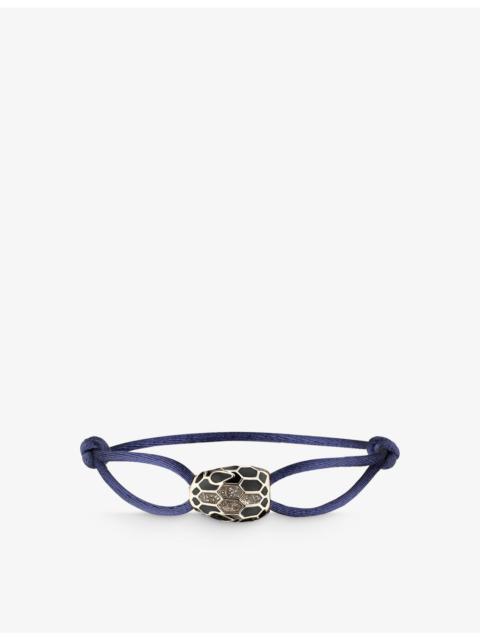 Serpenti Forever gold-plated brass, hawk's eye, enamel and cord bracelet