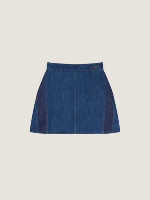 MINI COCOON SKIRT IN MEDIUM BLUE DENIM