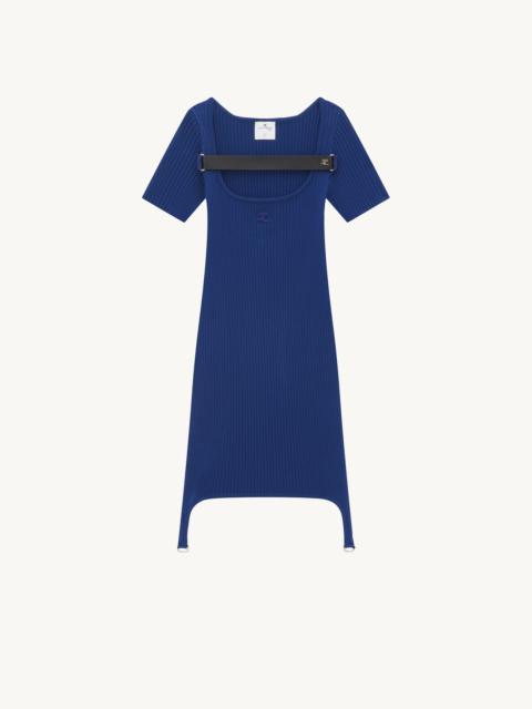 RIB KNIT LS RACER DRESS