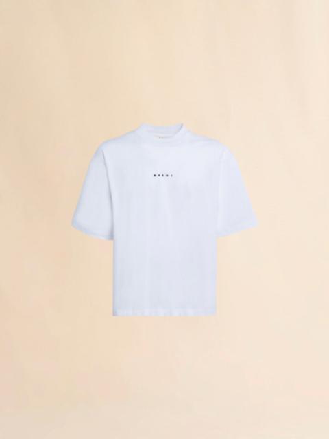 WHITE JERSEY LOGO PRINT T-SHIRT