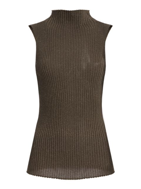 Blake Ribbed-Knit Turtleneck Top green