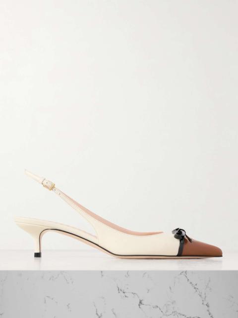 Bepointy 45 bow-embellished color-block leather slingback pumps Ivory