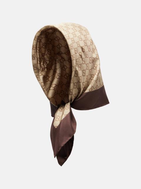 GG printed silk twill scarf
