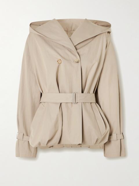 Hooded Belted Cotton-blend Jacket
