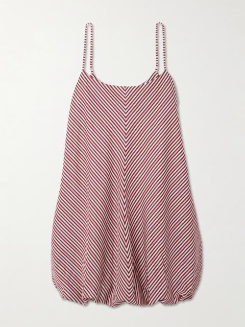 Aniela Gathered Striped Cotton-poplin Mini Dress