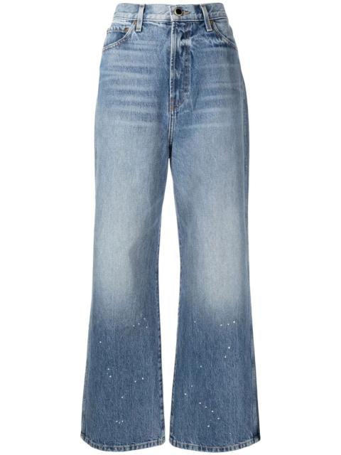 paint-splatter wide-leg jeans