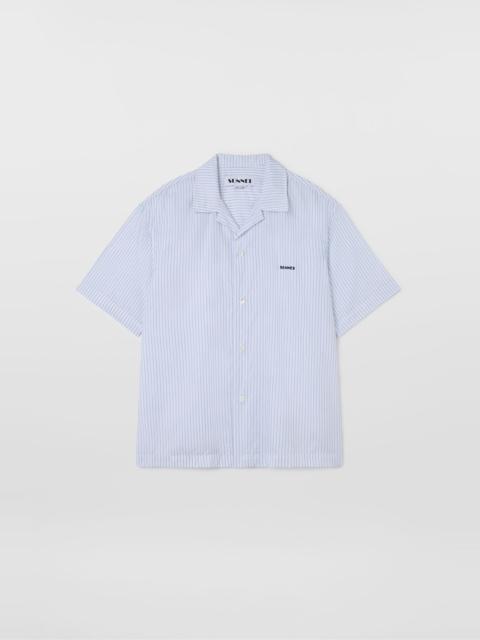 STRIPED SHORTSLEEVE SHIRT / azure & off white