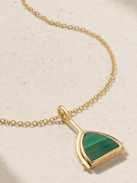 Flip 14-karat Gold, Malachite And Diamond Necklace
