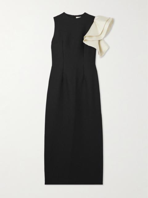 Franz Asymmetric Two-tone Crepe Midi Dress