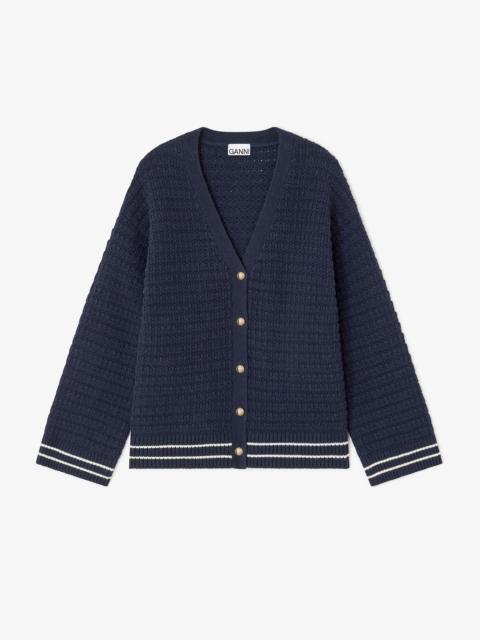 DARK BLUE WOOL CARDIGAN