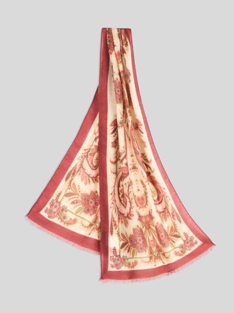 WOOL, CASHMERE AND SILK SCARF WITH PRINT