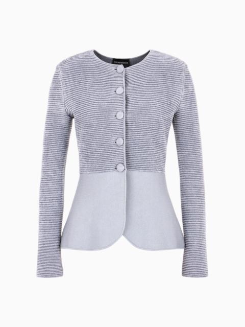 Ottoman-fabric cardigan jacket with peplum
