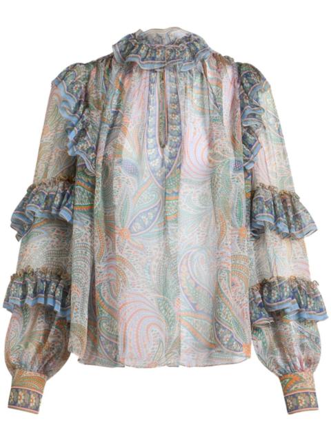 ruffled silk blouse