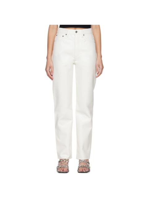 White 90's Pinch Waist Leather Pants