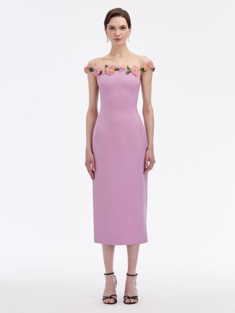 POPPIES ILLUSION NECK PENCIL DRESS