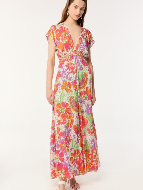 Long Dress Cecile - Pink Artistic Flower