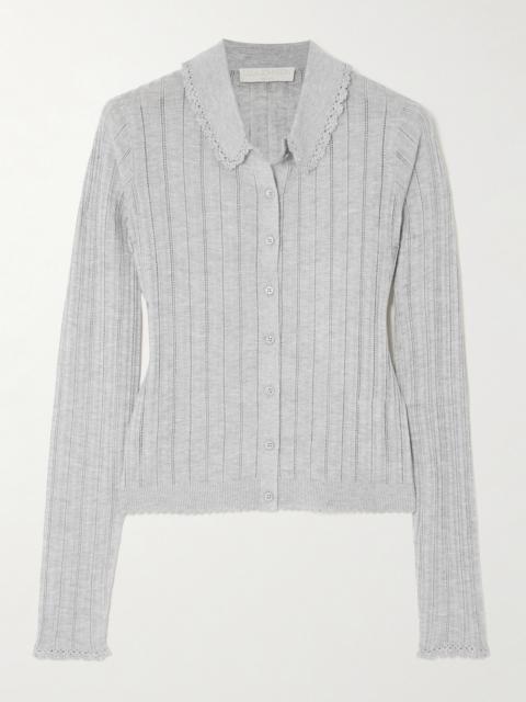 Lottie Crochet-trimmed Pointelle-knit Cardigan