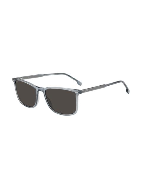 TRANSPARENT-BLUE SUNGLASSES WITH TEMPLE LOGO