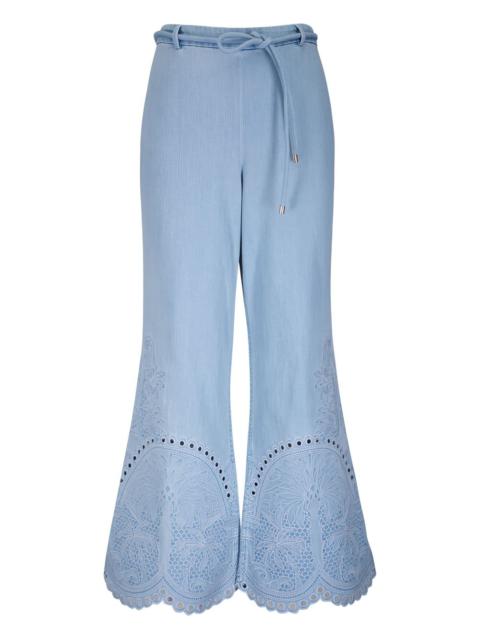 eyelet-embroidered trousers