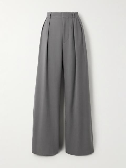 Pleated Grain De Poudre Wool Wide-leg Pants