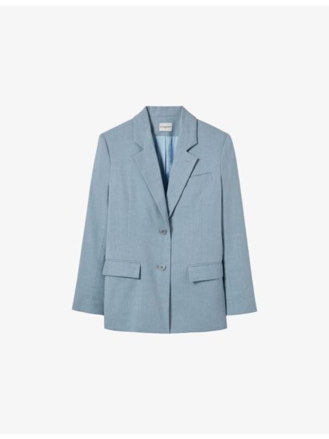 Single-Breasted Tailored Linen-Blend Blazer