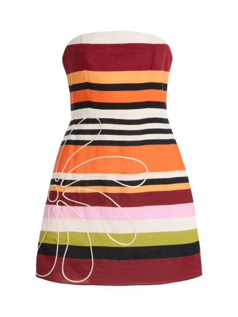 Exclusive Roma Embroidered Striped-Linen Mini Dress multi