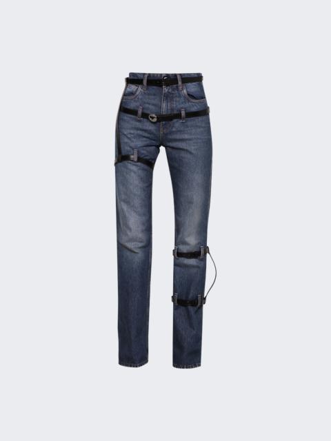 Multi Belt Denim Pants Blue Vintage