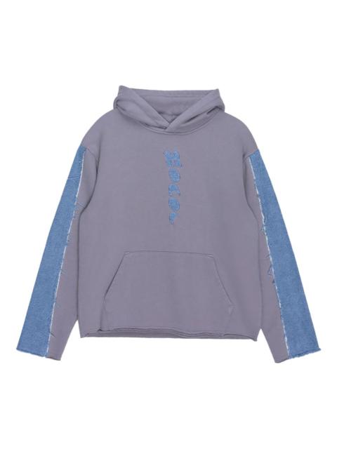 denim-panel hoodie