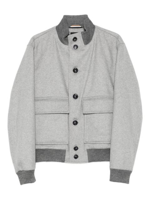 button-fastening pocket bomber jacket