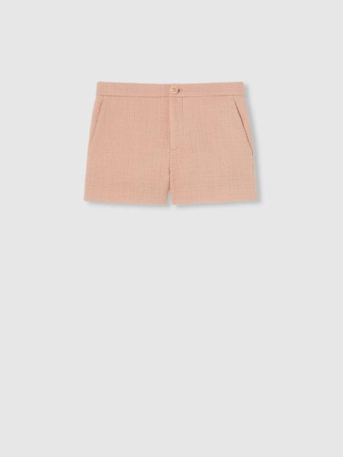 Textured wool tweed shorts