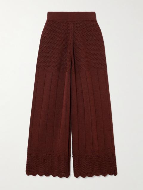 Chimère Récit Open-knit Cotton-blend Wide-leg Pants