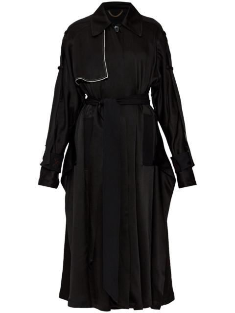 contrast-trim trench coat