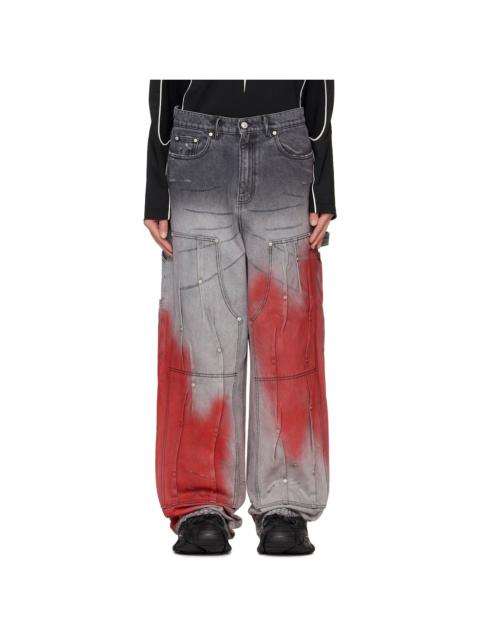 Gray & Red Workwear Multi Rivet Jeans