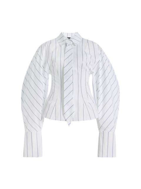 Tie-Detailed Cotton Poplin Shirt stripe