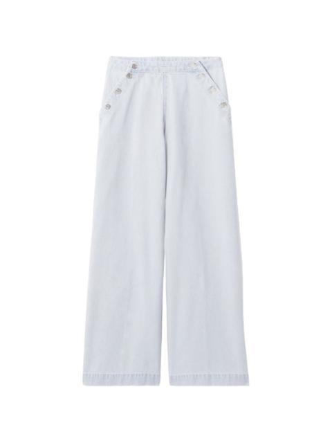 buttoned wide-leg jeans
