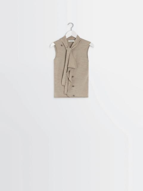 ASYMMETRICAL SLEEVELESS CARDIGAN