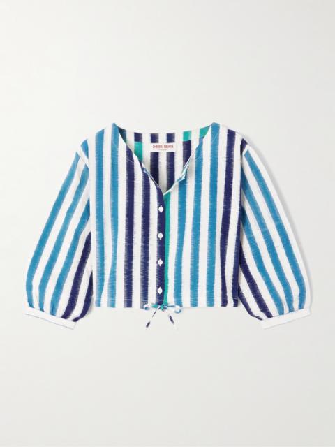 Jinny Cropped Striped Cotton Blouse